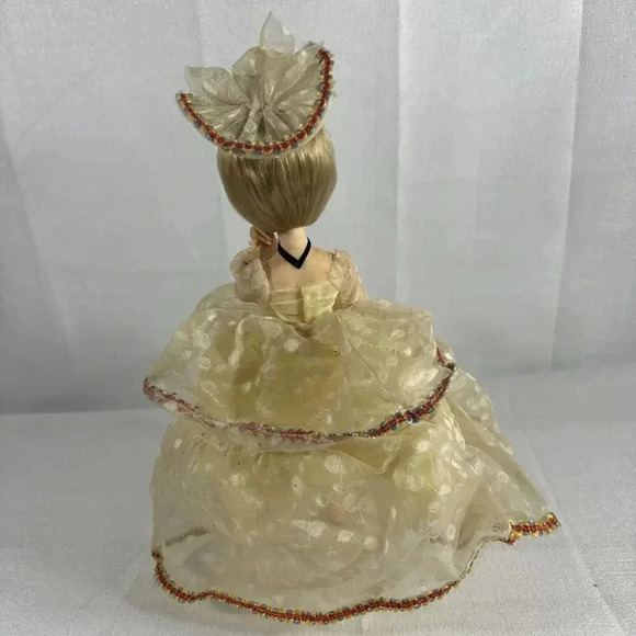 Vintage Big Eyes Bradley 12” Doll Made‎ in Korea Yellow Floral Dress Head Piece - Picture 3 of 7